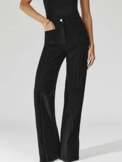 Reiss Black Sakura Patch-Pocket Flared Jeans^Women Jeans|Jeans