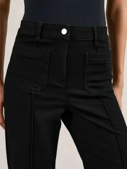 Reiss Black Sakura Patch-Pocket Flared Jeans^Women Jeans|Jeans