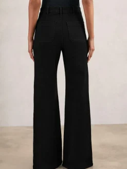 Reiss Black Sakura Petite Patch-Pocket Flared Jeans^Women Jeans|Jeans