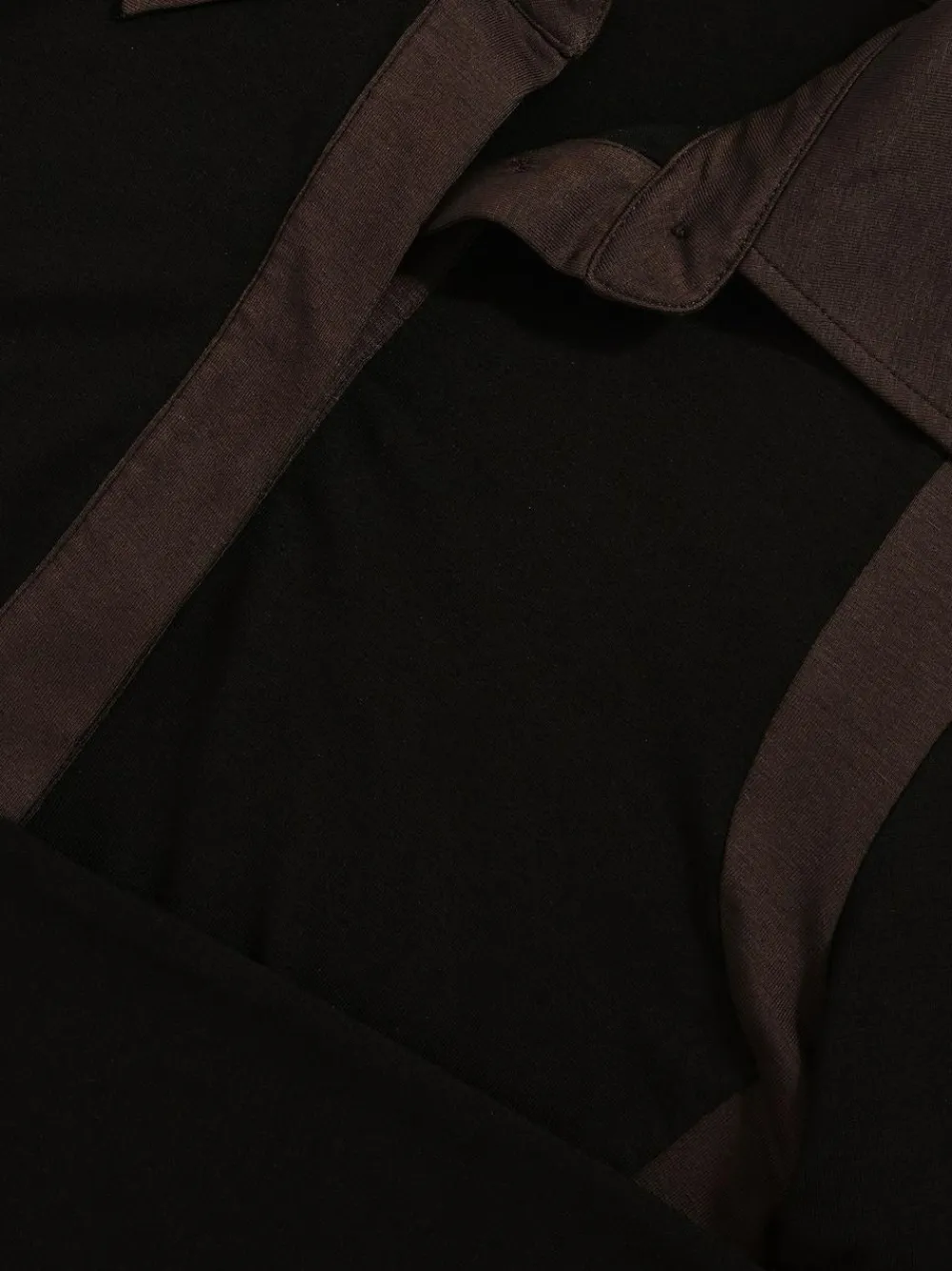 Reiss Black/Chocolate Brown Denise Jersey Colour-Block Collared Shirt