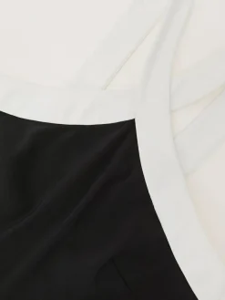 New Reiss Black/Cream Cliona Colour-Block Halter Wide-Leg Jumpsuit