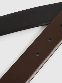 Online Reiss Ricky Reversible Leather Belt Black/Dark Brown