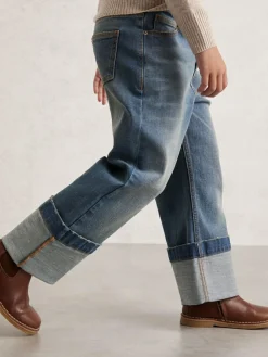 New Reiss Blue Belinda 3-9 yrs Straight-Leg Turn-Up Jeans