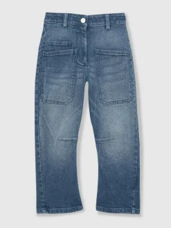 Reiss Blue Brady 9-13 yrs Barrel-Leg Patch-Pocket Jeans^ Jeans