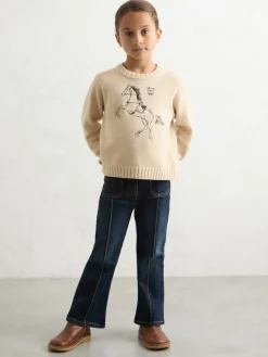 Online Reiss Blue Sakura 3-9 yrs Patch-Pocket Flared Jeans