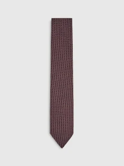Discount Reiss Bernardo Silk Geometric-Chain Print Tie Bordeaux