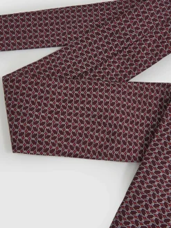 Discount Reiss Bernardo Silk Geometric-Chain Print Tie Bordeaux