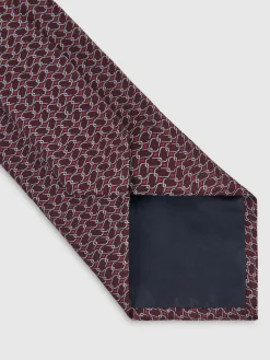 Discount Reiss Bernardo Silk Geometric-Chain Print Tie Bordeaux