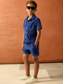 Clearance Reiss Marko 3-9 yrs SmileyWorld | Wave Texture Shorts Bright Blue