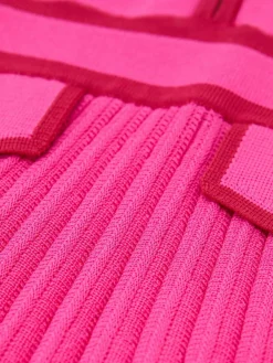 Hot Reiss Anne 9-13 yrs Pleated Tipped Knit Dress Bright Pink