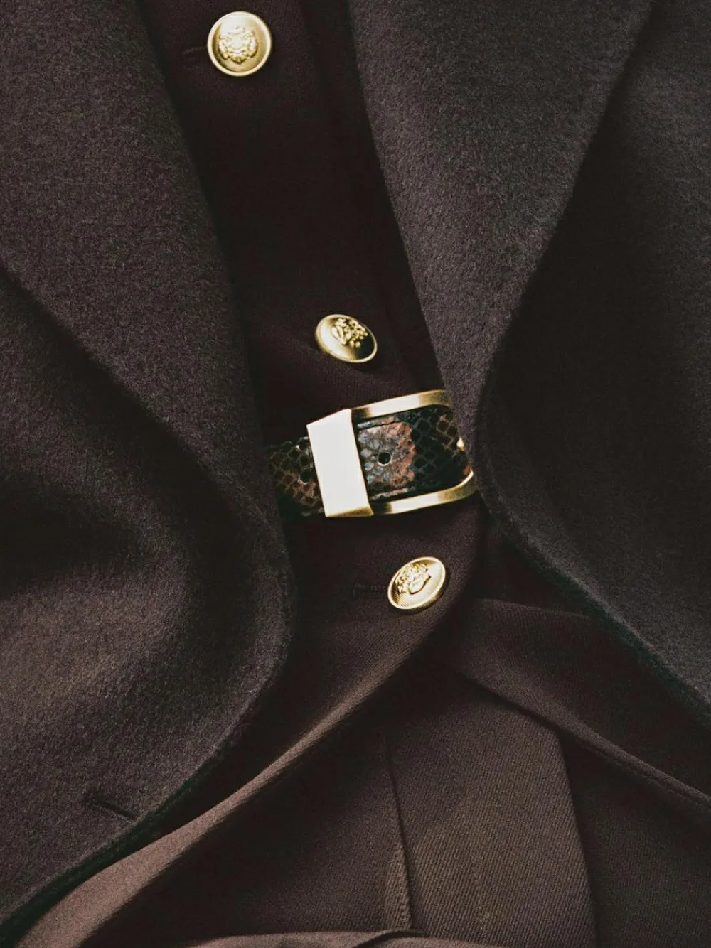 Reiss Brown Snake-Effect Hazel Leather Snake-Effect Belt