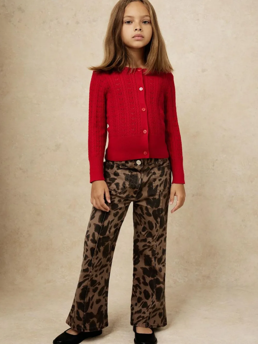 Reiss Brown Wilma 9-13 yrs Leopard-Print Flared Jeans^ Jeans