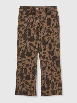 Outlet Reiss Brown Wilma 3-9 yrs Leopard-Print Flared Jeans