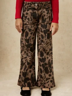 Outlet Reiss Brown Wilma 3-9 yrs Leopard-Print Flared Jeans