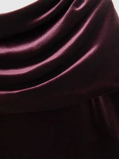 Reiss Burgundy Andria Velvet Drape Strapless Jumpsuit^Women Jumpsuits & Playsuits