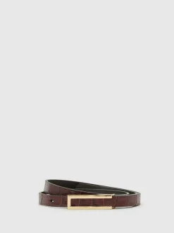 Reiss Bronya Leather Crocodile-Effect Belt^Women Belts