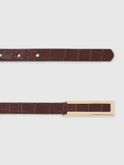 Reiss Bronya Leather Crocodile-Effect Belt^Women Belts