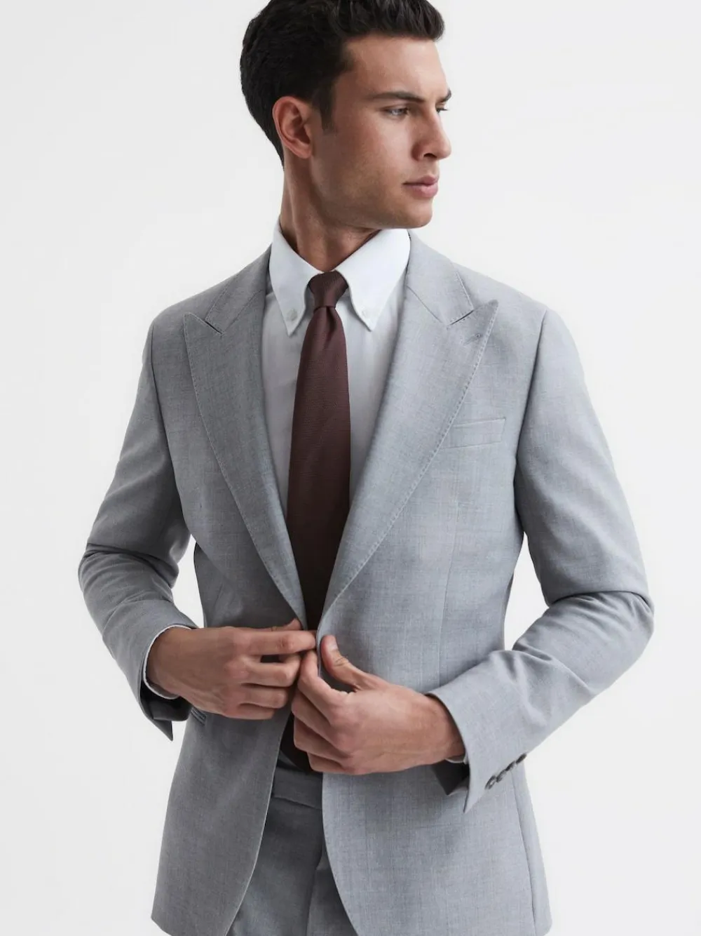 Reiss Ceremony Textured Silk Blend Tie Burgundy