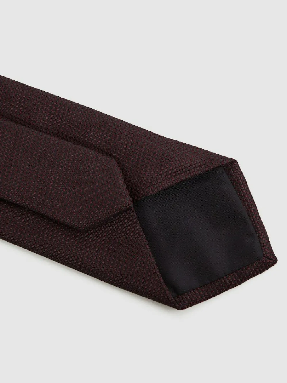 Reiss Ceremony Textured Silk Blend Tie Burgundy