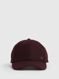 Outlet Reiss Fiona Wool-Blend Flannel Baseball Cap Burgundy