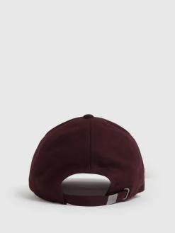 Outlet Reiss Fiona Wool-Blend Flannel Baseball Cap Burgundy