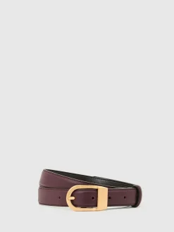 Reiss Hazel Leather Curved-Buckle Belt^Women Belts
