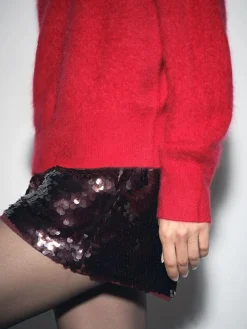 Reiss Burgundy Spence Sequin Shorts^Women Shorts
