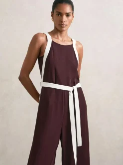 Reiss Salma Colourblock Wide Leg Belted Jumpsuit^Women Jumpsuits & Playsuits