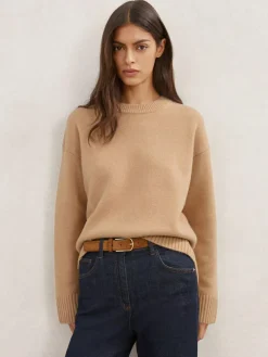 Outlet Reiss Camel Ella Wool-Cashmere Crew-Neck Jumper