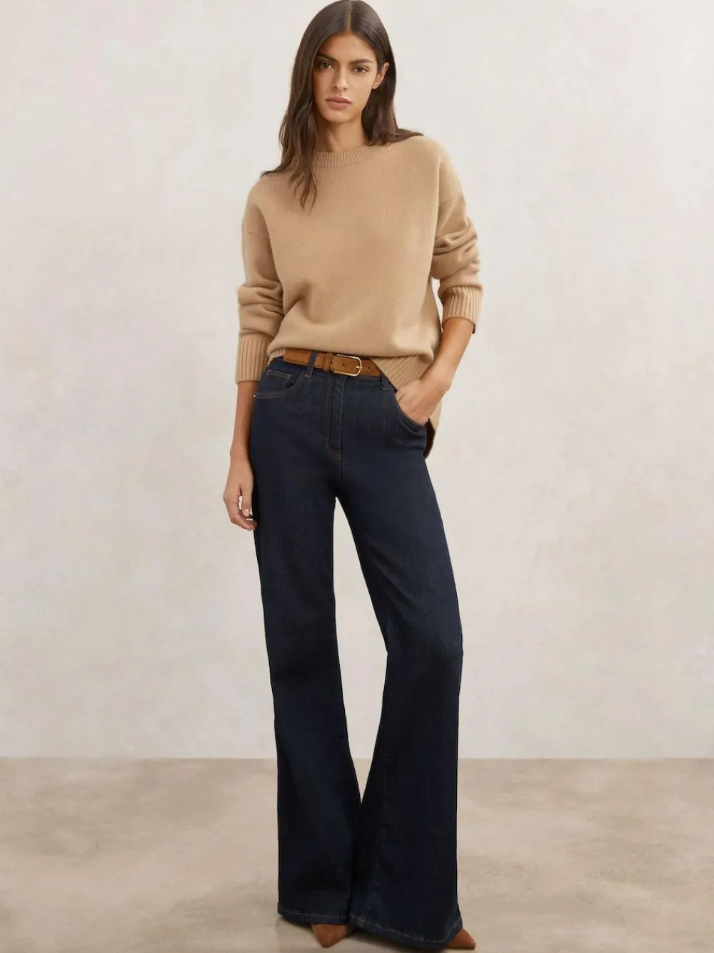 Outlet Reiss Camel Ella Wool-Cashmere Crew-Neck Jumper