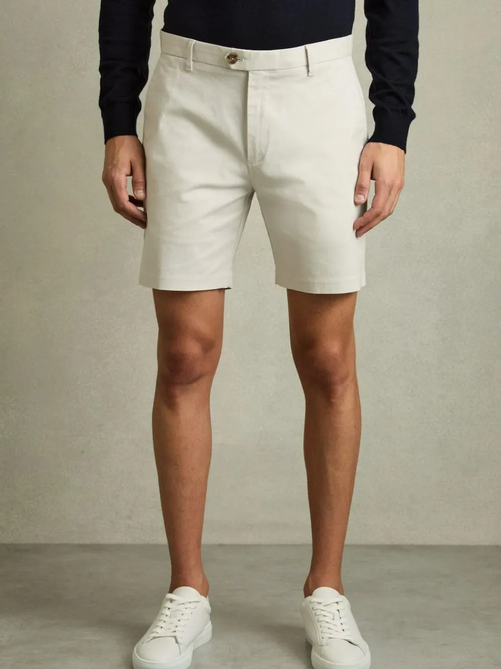Best Reiss Wicket Cotton Chino Shorts with Stretch Chalk