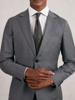 New Reiss Donato Wool-Silk Textured Tie Charcoal