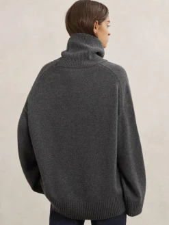 Online Reiss Charcoal Grey Brooklyn Wool-Cashmere Roll-Neck Jumper