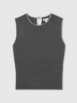 Reiss Nina Wool-Blend Necklace-Trim Knitted Vest^Women Nightwear|Tops & T-Shirts