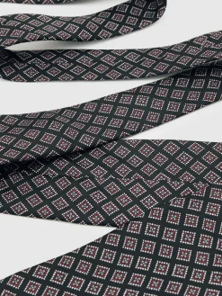 Outlet Reiss Bortolo Silk Floral Medallion-Print Tie Charcoal/Bordeaux