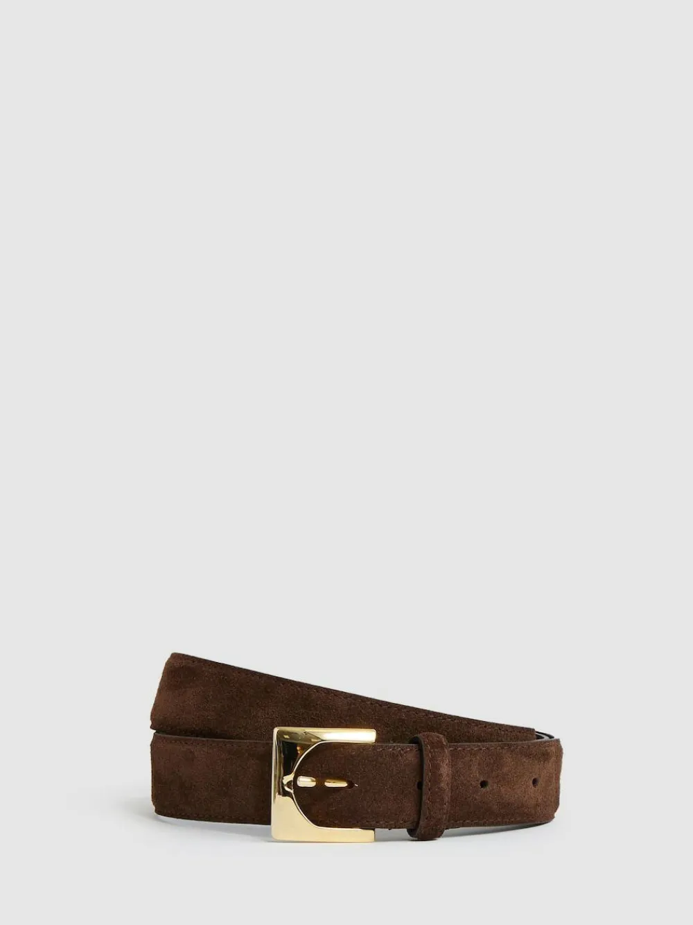 Reiss Chocolate Belinda Suede Square-Buckle Belt^Women Belts
