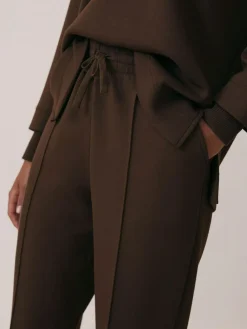 Sale Reiss Chocolate Bernie Premium Interlock Wide-Leg Joggers