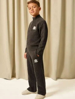 Reiss Chocolate Brown Blake 3-9 yrs Monogram Relaxed Wool-Blend Joggers Unisex Fit^ Jeans & Joggers