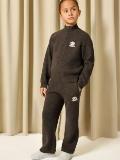 Reiss Chocolate Brown Blake 3-9 yrs Monogram Relaxed Wool-Blend Joggers Unisex Fit^ Jeans & Joggers