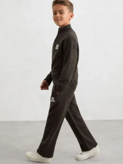 Reiss Chocolate Brown Blake 3-9 yrs Monogram Relaxed Wool-Blend Joggers Unisex Fit^ Jeans & Joggers