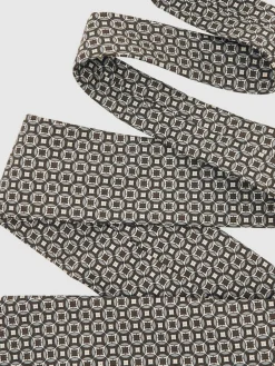 Reiss Chocolate Brown Multi Palmiro Silk Geometric-Print Tie^ Ties & Pocket Squares