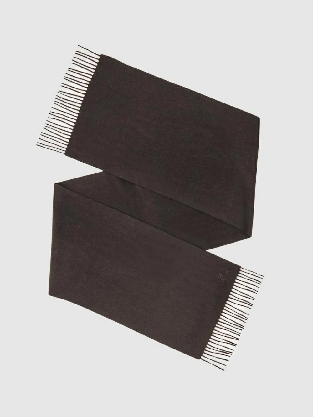 Clearance Reiss Picton Wool-Cashmere Script-Logo Scarf Chocolate Brown