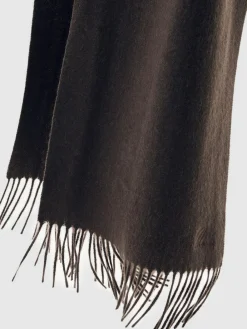 Clearance Reiss Picton Wool-Cashmere Script-Logo Scarf Chocolate Brown