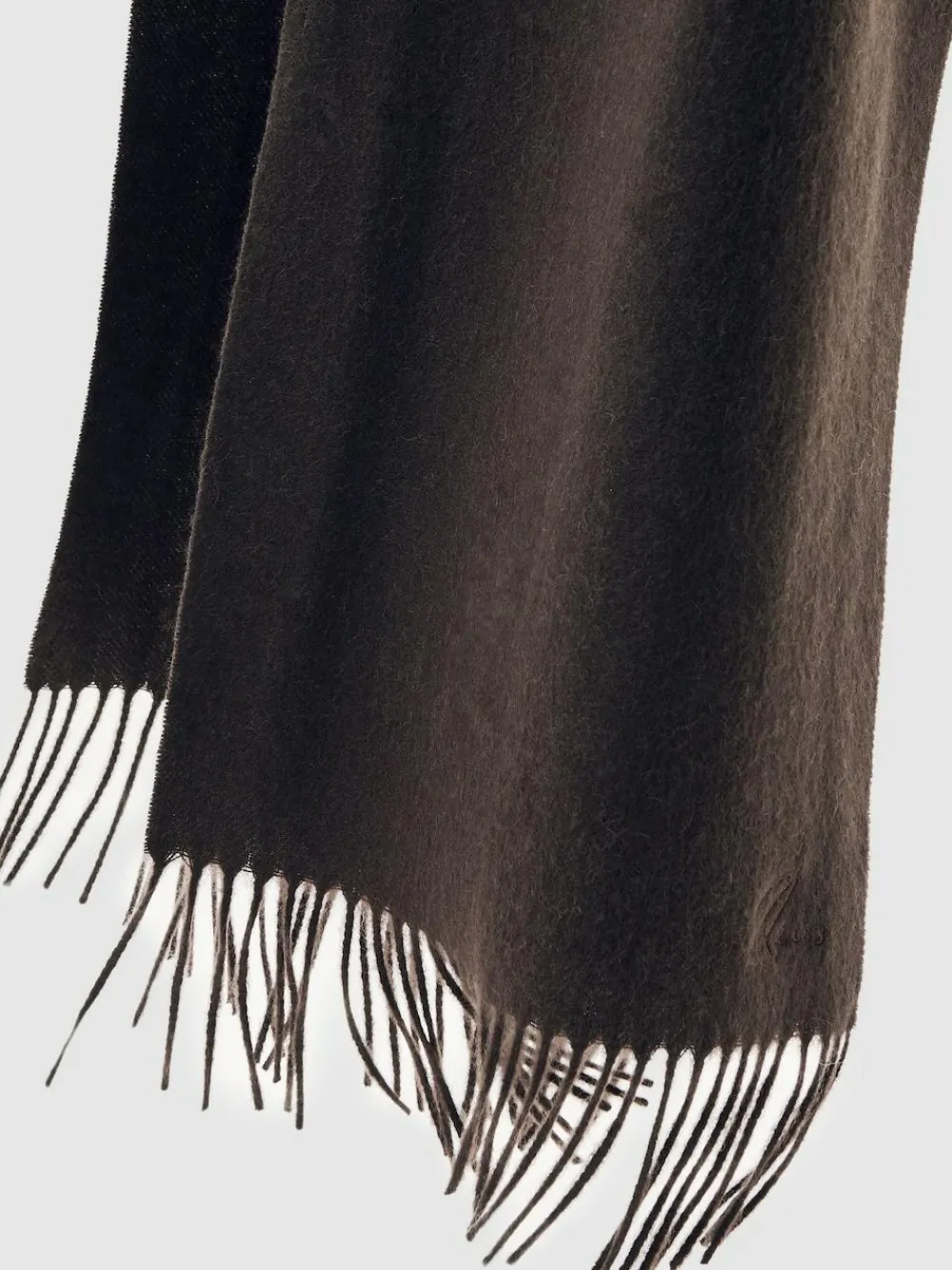 Clearance Reiss Picton Wool-Cashmere Script-Logo Scarf Chocolate Brown