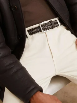 Reiss Chocolate Carlton Leather Woven Belt^ Belts & Braces