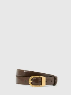 Reiss Hazel Leather Curved-Buckle Belt^Women Belts