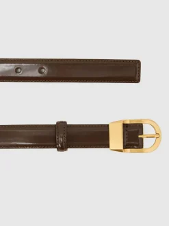Reiss Hazel Leather Curved-Buckle Belt^Women Belts
