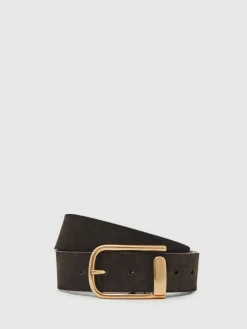 New Reiss Iyla Suede Half Keeper Belt Chocolate