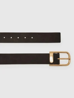 New Reiss Iyla Suede Half Keeper Belt Chocolate