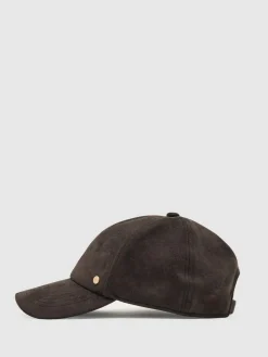 Outlet Reiss Chocolate Nicky Faux Suede Baseball-Style Cap